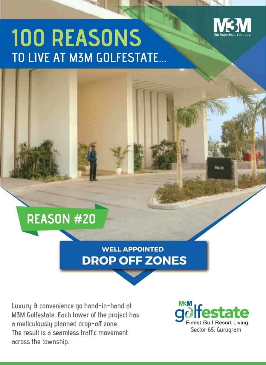 Well Appointed Drop Off Zones: Reason #20 to live at M3M Golf Estate in Gurgaon